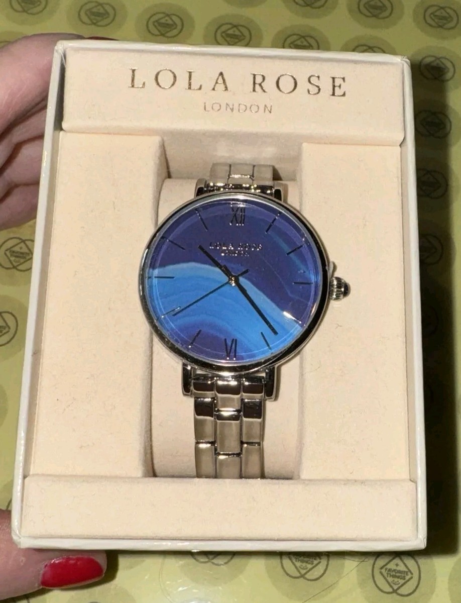 Lola Rose Womens 38mm Blue Sapphire Agate Stainless Steel Watch