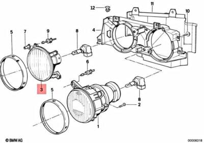 Genuine BMW E24 E30 Cabrio Coupe Sedan High Beam Insert OEM 