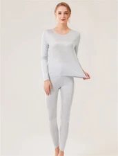 Women 100% Silk Long Underwear Baselayer Long Johns Thermal Underwear Top Pants
