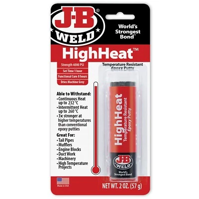J-B Weld 8297 Highheat Temperature Resistant Epoxy Putty Stick, Machine Gray 2Oz