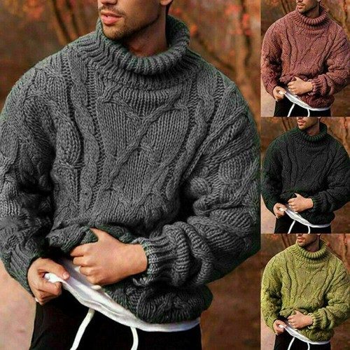 Mens Winter Chunky Cable Knitted Jumper 