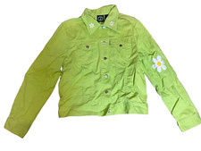 Lighthouse Apparel Jacket Womens Small S Light Green Floral Embordered Button Up