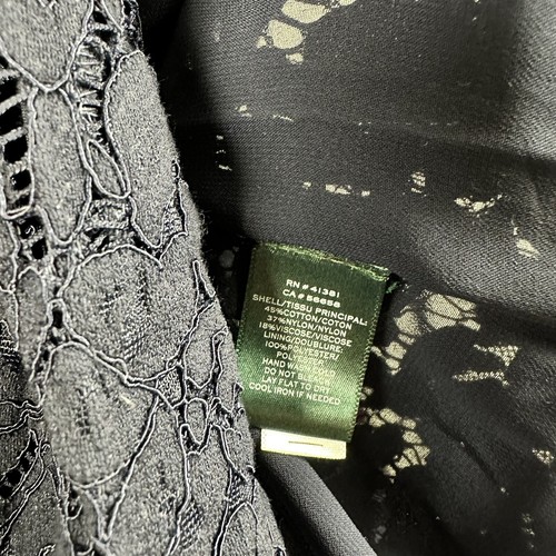 Lauren Ralph Lauren M Navy Blue Floral Lace Overlay 3/4 Bell Sleeves Blouse Top - Bild 9 von 12