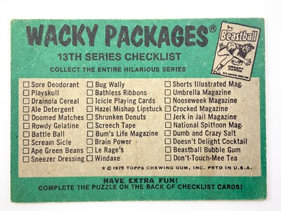 Wacky Packages Checklist Beastball Bubble Gum Puzzle Card FF799 | eBay