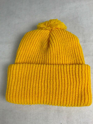 Knit Winter Beanie Yellow One Size Fits 