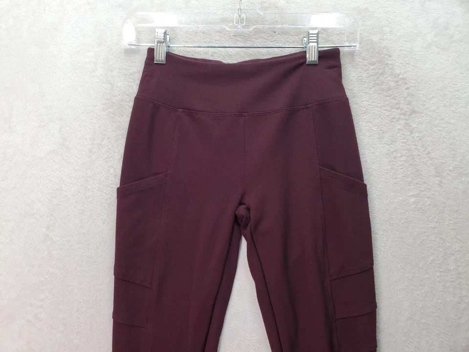 Legging Mudd Ponte para mujer XS borgoña rayón tiro alto bolsillos laterales ajustados Foto 4 de 4