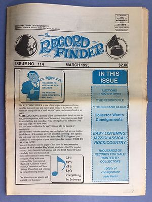 The RECORD FINDER - No.114 March 1995 - Hard To Find US Newspaper for Vinyl