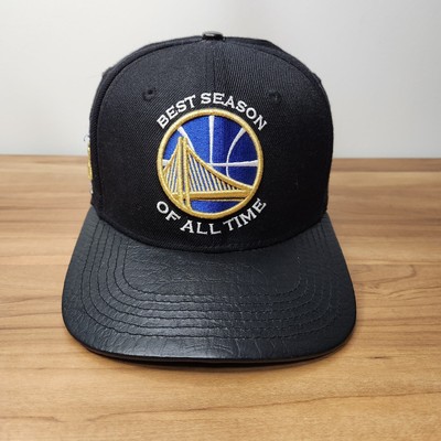 Pro Standard Golden State Best Season NBA Logo Leather Brim & Strap Back. Black