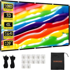 Projector Screen, 16:9 Home Theater Foldable Screen 120" Indoor/Outdoor, White