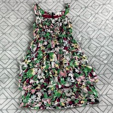 Moulinette Soeurs for Anthropologie Akebia Floral Tiered Ruffle Dress 100% silk
