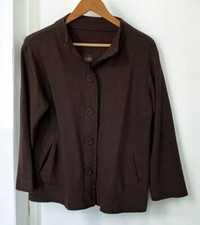 Eileen Fisher Petite Cardigan Womens Size PM Button Up Long Sleeve with Pockets