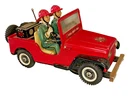 TN Namura - Antique Canvas Toy FD Firefighter - Jeep Hanger - Japan 1960