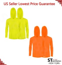 2pcs Hi Vis Shirts High Visibility Long Sleeve Safety Work Shirts With Hood 518M