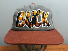 NEW VINTAGE 90's BUCK BASEBALL CAP SNAPBACK HAT DEER HUNTER GRAY BROWN 1990's e
