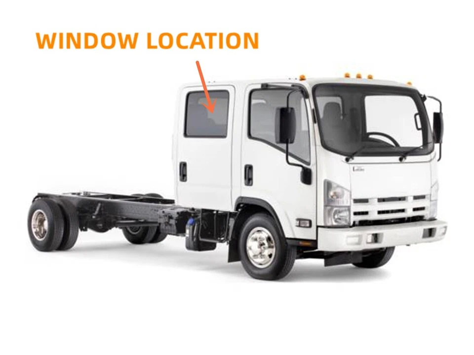 Vidrio de ventana de puerta trasera derecha/pasajero para 2008-2025 LCF W4500 W5500/NPR NQR Foto 2 de 3