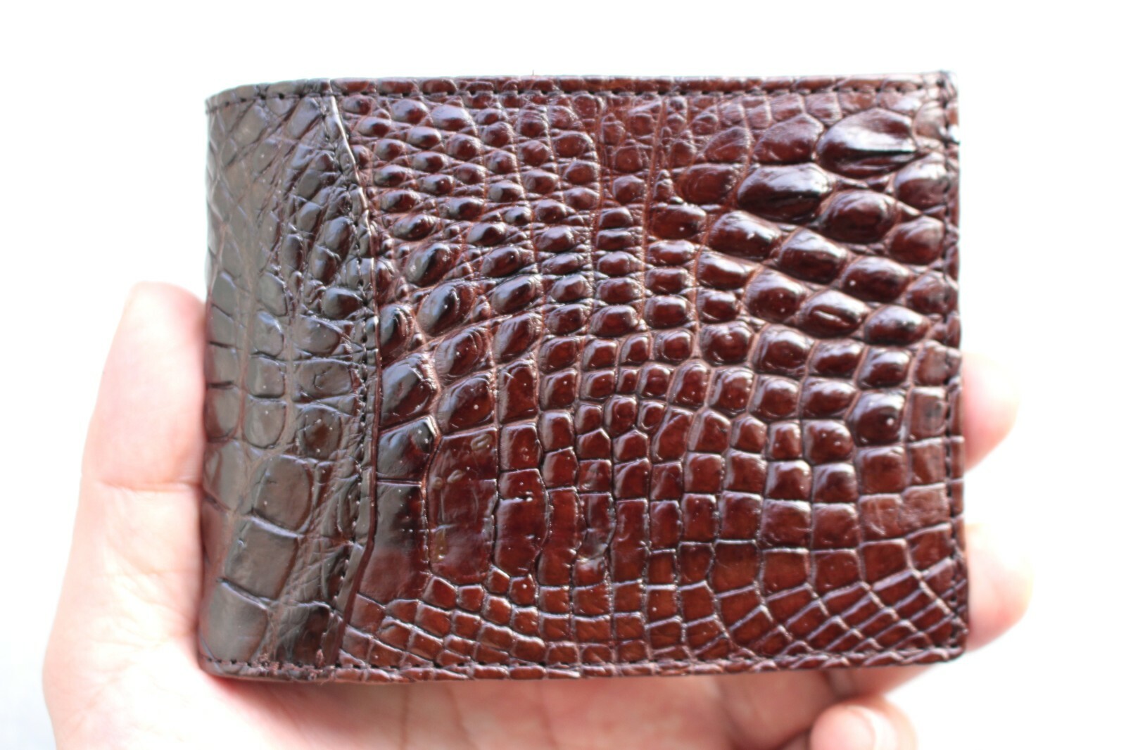 Genuine Alligator ,Crocodile Leather SKIN Men's Money Clip WALLET Brown