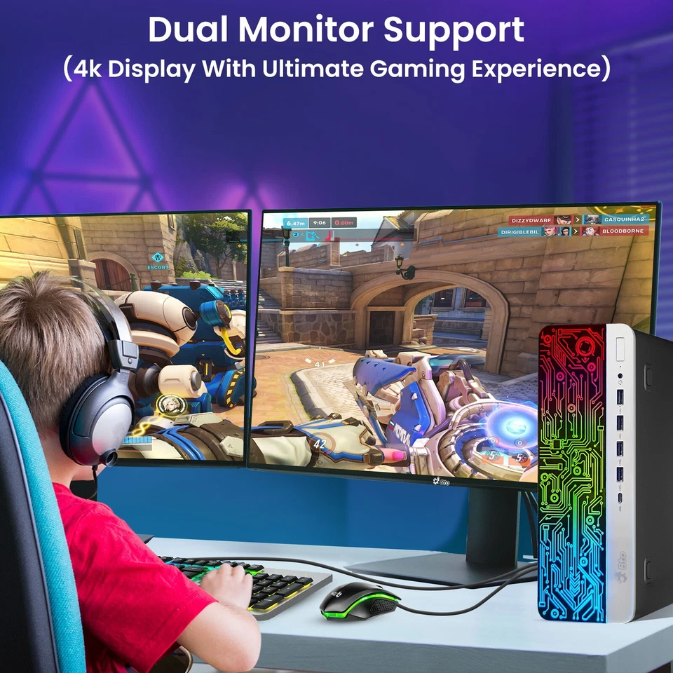 HP Gaming PC Intel i5-6th 16GB Ram 512GB SSD 22" LED NVIDIA GT 1030 WiFi Win 11 - Image 3 of 4