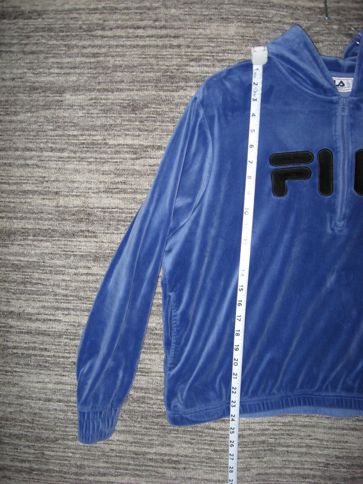 Fila Velour Track Jacket felpa con cappuccio zip davanti blu con cappuccio taglia 2XL