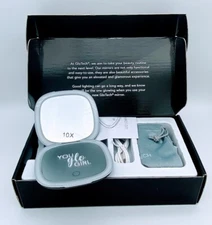 GLO TECH LED COMPACT Magnifying Small Mirror 1X & 10X Travel 4” *Black*