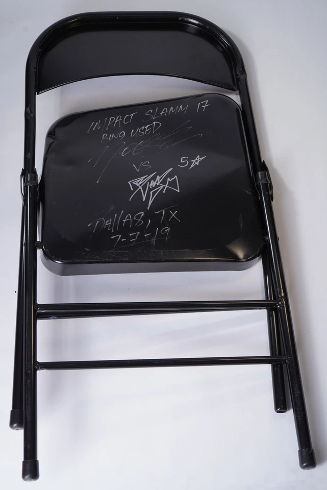 Rob Vam Dam & Moose Signed Ring Used Impact Slammiversary 17 Steel Chair BAS COA - Image 2 of 4