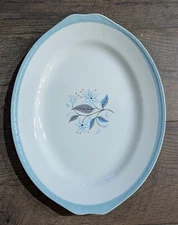Vintage Blue/Wht Serving Platter International China  Co - Alliance Ohio  USA 