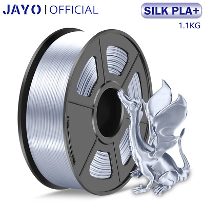 JAYO Silver Silk PLA+ 1.75mm 1.1KG FDM 3D Printer Filament Shiny Metallic Neatly