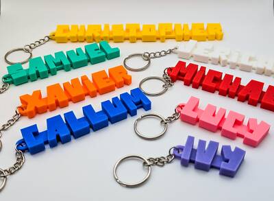 Personalisierter Schlüsselanhänger Name individuell 3D-Druck Taschenanhänger Schulparty Geschenk