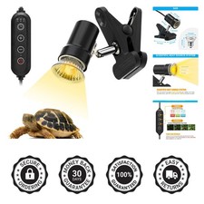 Rotatable Reptile Heat Lamp with 50W UVA UVB Bulb, Timer  Dimmer - Versatile...