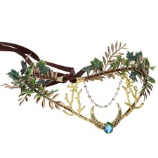 MOSTORY Flower Fairy Crown Headband - Woodland Elf 1 Count Pack of 1 , Green