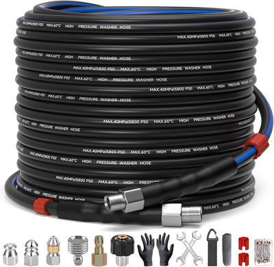 #ad Sewer Jetter Kit for Pressure Washer 100Ft – 5800PSI Drain Cleaning Hose 1 4quot; NP $87.76
