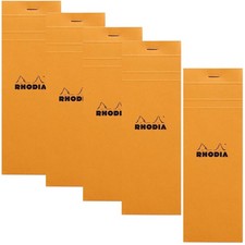 Rhodia Graph Notepad 80 Sheets 3 x 8 1/4 Orange Cover Pack of 5