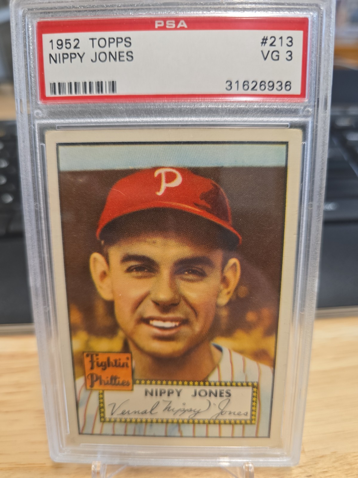 1952 Topps Nippy Jones #213 PSA 3 Philadelphia Phillies view 1