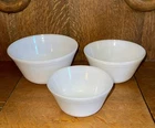 Set of 3 Vintage Federal Glass Milk Glass Mixing Bowls- Heat Proof