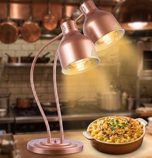 Food Heat Lamp Commercial Warmer 2 Head Dual Bulb Station Painted Copper 32"