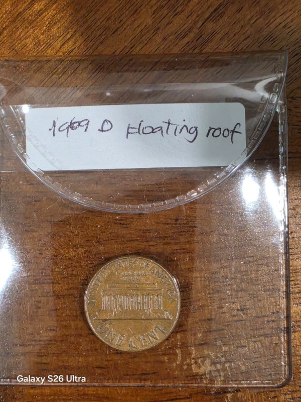 1969 D US CENT ERROR FLOATING ROOF CIRCULATED COIN