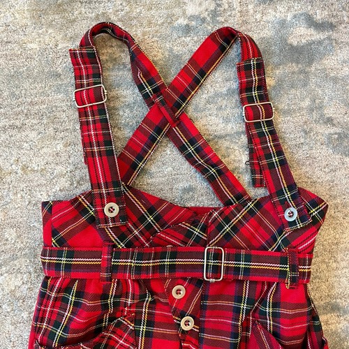 Vintage DiJon Apparel Festive Red Plaid Suspender Pants Overalls Girls 6 - Picture 3 of 11