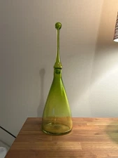 Husted Glass Works Blenko Style Decanter 17” Reproduction Glass Style Colors