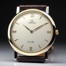 OMEGA De Ville Quartz Roman Index Two Tone Vintage Men Dress Watch Japan