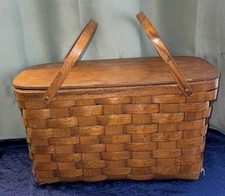 Basketville Putney Vermont Vintage Picnic Basket Large 20”x11”x11” - Vintage