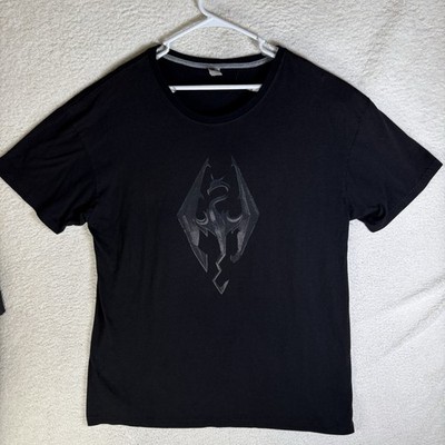 Vintage OG Elder Scrolls Skyrim Shirt Mens 3XL Black Short Sleeve Faded Worn Y2K