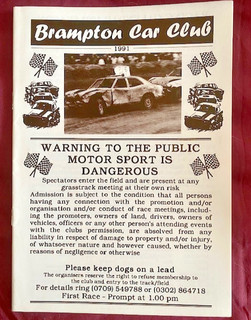 Brampton Car Club programme Bomber Bangers Specials 1991