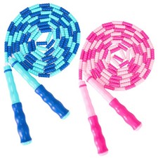 2 Pack Adjustable Beaded Jump Rope Tangle-Free Skipping Rope for Kids Men Women