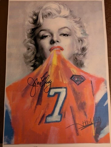 Marilyn Monroe signed large John Elway 11 X 17 Photo Rare