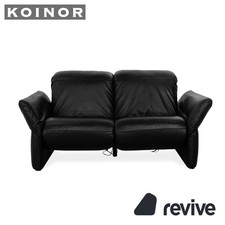 Koinor Elena Cuir Canapé Deux Places Noir Fonction Électrique