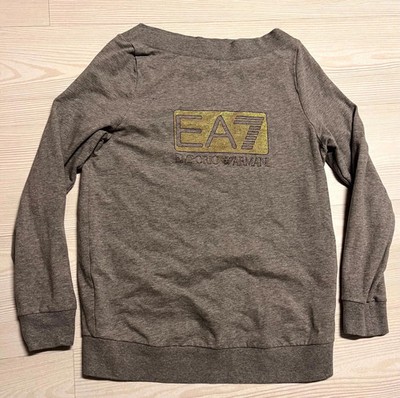 Emporio Armani EA7 Sweatshirt Damen Small Grau Baumwolle Grafikdruck Regular Fit