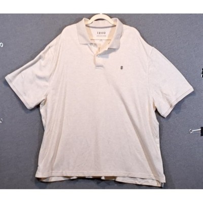 IZOD Advantage Performance Polo Shirt Mens 3XL Oatmeal Heather Stretch Short Slv