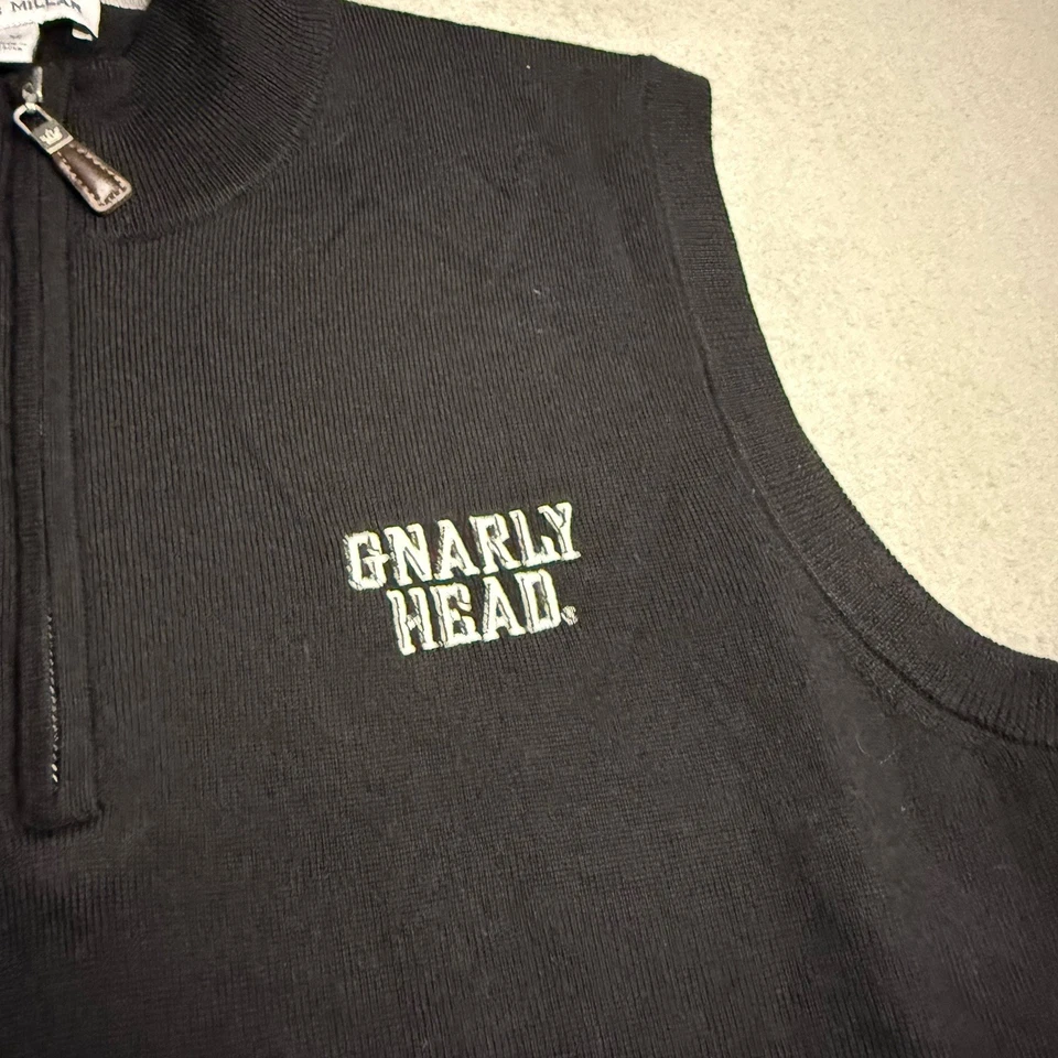 NUEVO CON ETIQUETAS Peter Millar Hombres Corona Mediana Lana Suave 1/4 Cremallera Suéter Chaleco Cabeza Atorcida Foto 4 de 4