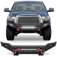 Black Front Bumper with Sensor Holes And Light Bar For 2007-2013 Toyota Tundra 