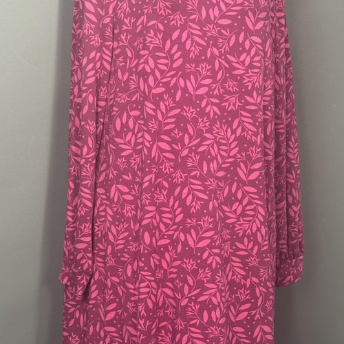 Gudrun Sjödén Dress Womens XL Pink Purple Leaf Print Long Sleeve Organic Modal - Picture 7 of 16