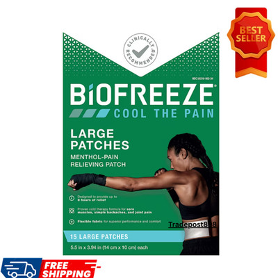 Biofreeze Pain Relief Patch, Cooling Menthol, Flexible, Large, 15 Patches!